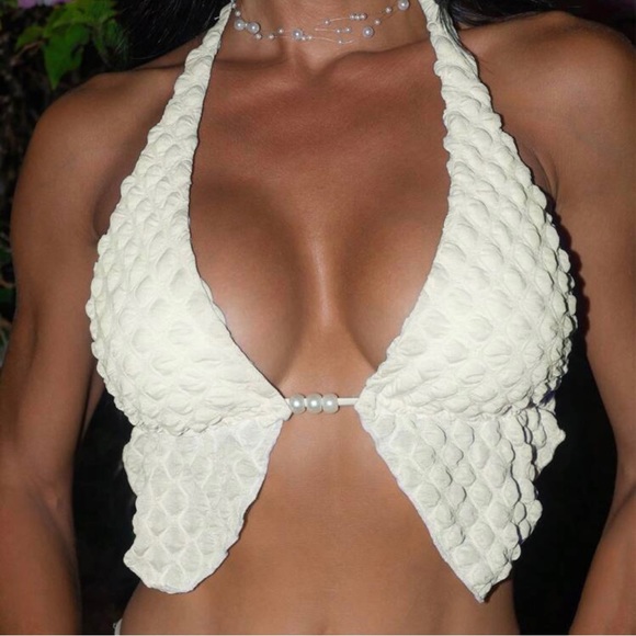 SHEIN Other - Pearl-Detail Bikini Top